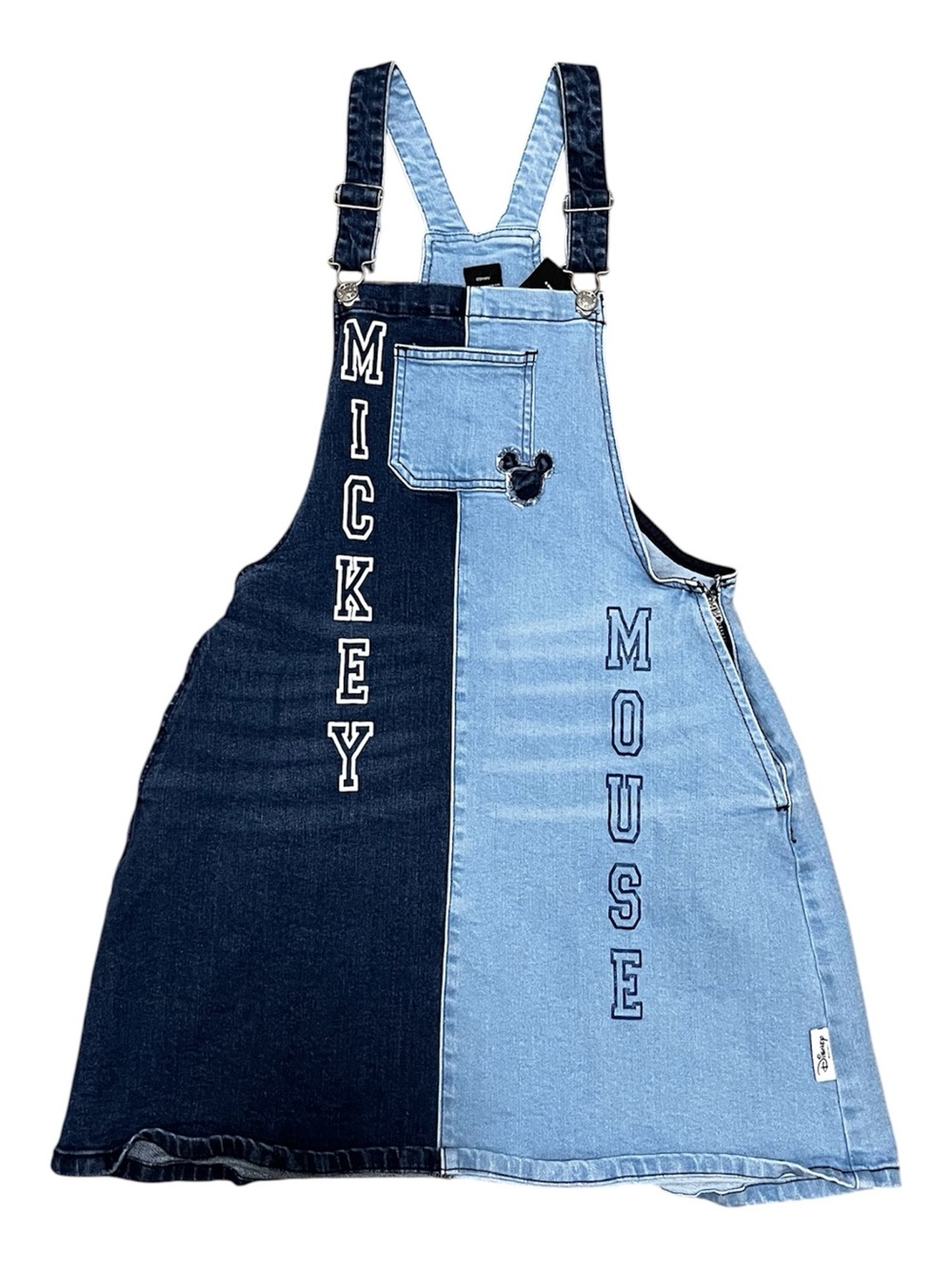 Disney Her Universe 2-Tone Light & dark Denim Mickey Mouse overall Dress. Small